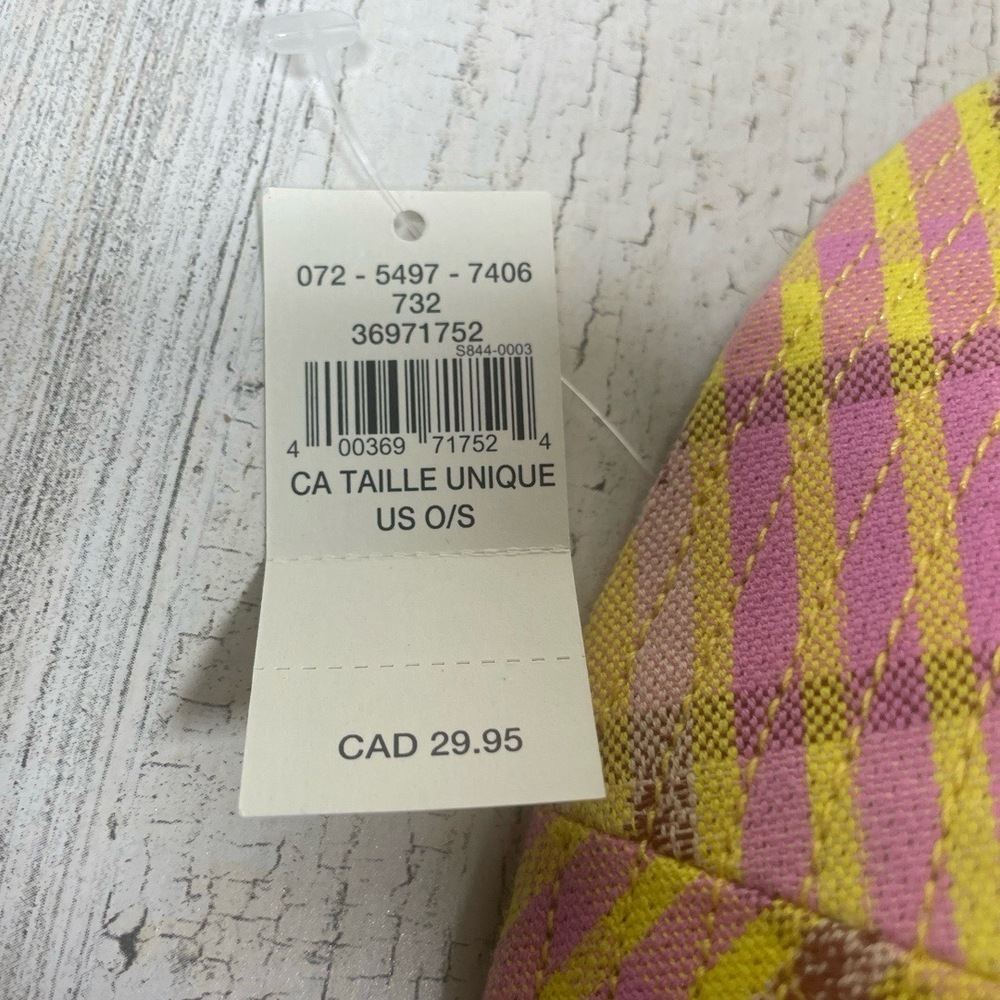 NWT Aerie Teddy Reversible Bucket Hat Womens O/S Yellow Pink Brown Plaid Casual - Picture 3 of 7